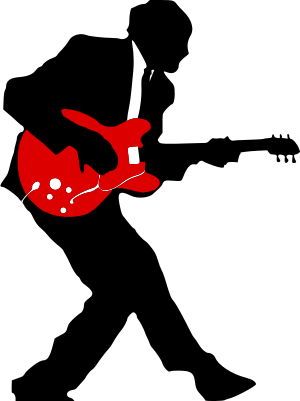 Icon for rock music on Wikipedia. Silhouetted ...